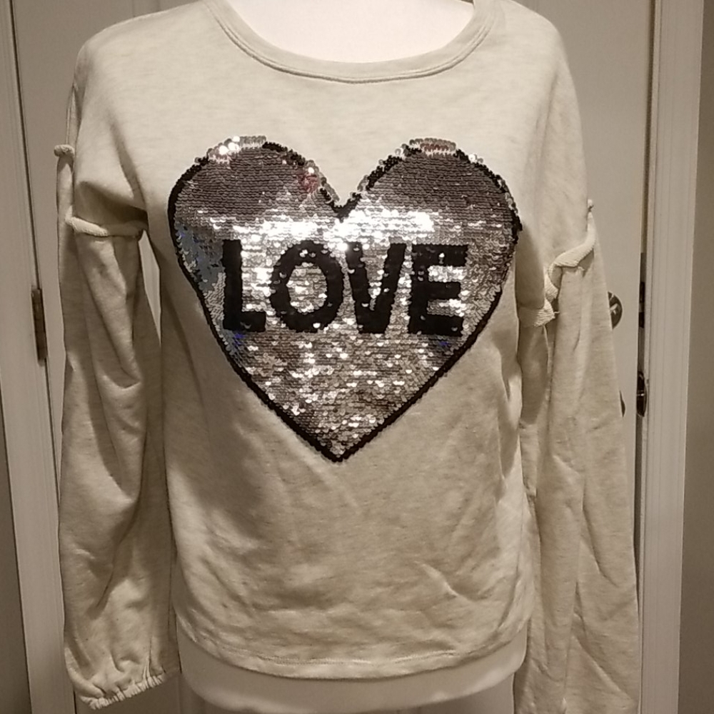Girls Art Class LOVE Reversible Sequins Heart Top
